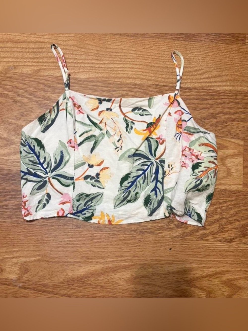 Floral Leaf Print Cropped Cami Top by H&M